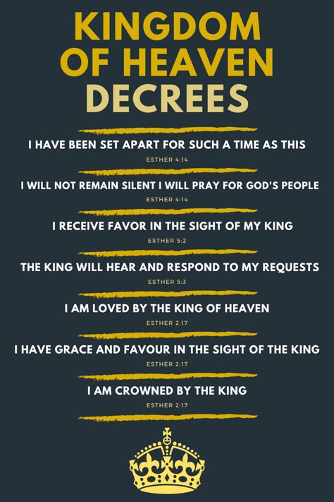 The Kingdom of Heaven Principles brings justice + righteousness to humanity + to the supernatural realms. Everything comes under divine order of the King - God! Jesus has been given full authority of all + He has given that access to you - as Queen!  Declare Bible Scriptures that bring about the Kingdom of God + change your world!  #kingdom #keystothekingdom #godskingdom #heavenkingdom #jesusprinciples #jesuskingdomheavens #jesuskingdomquotes #queen #crownedqueen #godyoureign #bibledeclaration Biblical Decrees, Righteousness Quotes, Kingdom Principles, Divine Order, How To Pray Effectively, Prayers Answered, Deliverance Prayers, The Kingdom Of Heaven, Spiritual Warfare Prayers