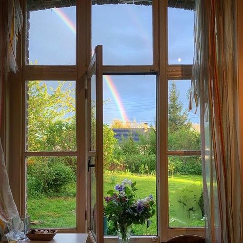 Cottage Core Aesthetic, Window View, + Core + Aesthetic, White Aesthetic, Green Aesthetic, A Rainbow, Farm Life, Aesthetic Photo, The Window