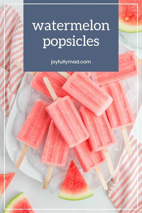 Watermelon Popsicles Recipe, Summer Popsicle Recipes, Shaved Ice Recipe, Fruit Popsicle Recipes, Easy Popsicle Recipes, Fruity Popsicles, Homemade Ice Pops, Popsicles Recipe, Watermelon Popsicles