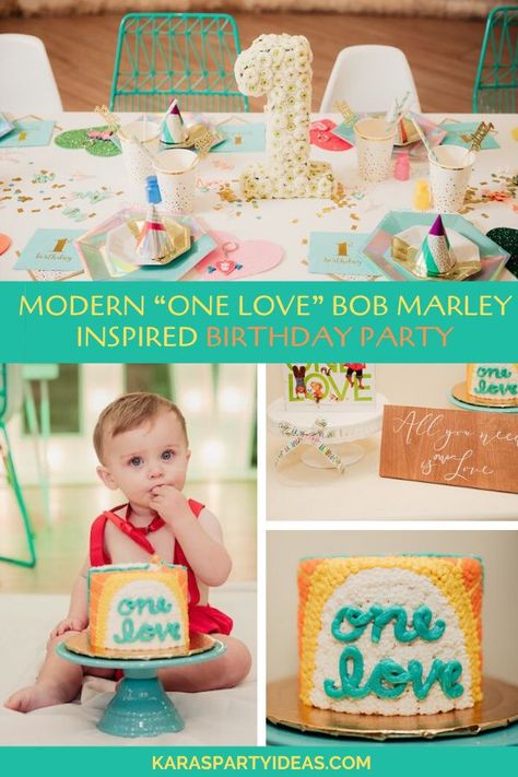 Modern “One Love” Reggae Bob Marley Inspired Birthday Party #kidsbirthadyparty #kidsbirthdaypartyideas #girlbirthdayparty #girlbirthdaypartyideas #boybirthdayparty #boybirthdaypartyideas One And Loved First Birthday, One Love Birthday Party, One Love First Birthday Party Theme, Bob Marley Birthday Party Ideas, Reggae Themed Party Ideas, One Love Birthday Theme Bob Marley, One Love First Birthday Party, One Love Birthday Theme, Love Marquee Letters