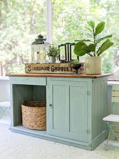 How to Repurpose Indoor Furniture for Outdoor Use How To Use Indoor Furniture Outside, Indoor To Outdoor Furniture Diy, Indoor Furniture On Porch, Porch Dresser Ideas, Painted Porch Furniture, Porch Cabinet Ideas, Turn Indoor Furniture Into Outdoor, Dresser On Porch Ideas, Screened In Porch Storage Ideas