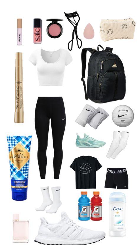 Fit for school and for volleyball practice along with your things you need <3 Volleyball Things, Volleyball Practice, School Fit, School Fits, School Outfit, Volleyball