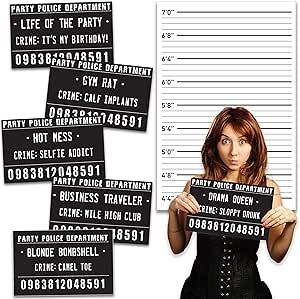 Mugshot Sign, Mug Shot Sign, Photobooth Selfie, Selfie Studio, Selfie Props, Funny Photo Booth, Police Party, Adult Party Themes, Birthday Photo Booths