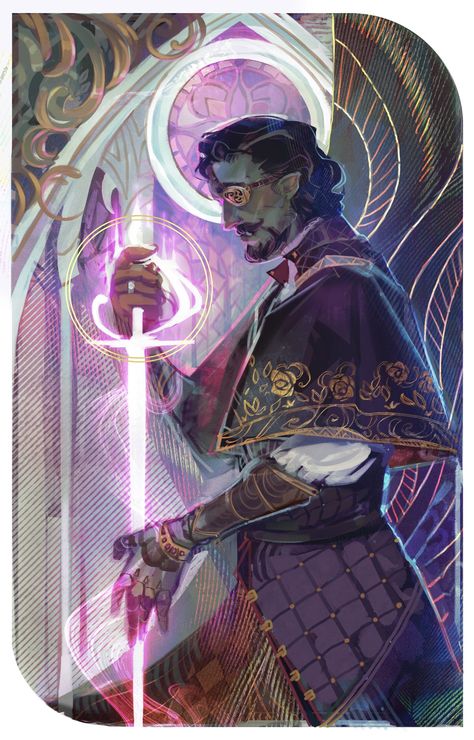 Dnd Tarot, Dragon Age Tarot Cards, The Hermit Tarot, Concept Artist, Tarot Art, Fun At Work, Dragon Age, Dnd Characters, Character Portraits