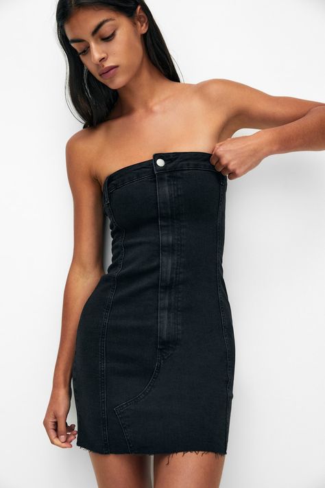 Vestiti In Jeans, Denim Corset, Short Denim, Pull & Bear, Spring Summer Dress, Corset Style, Womens Midi Dresses, Corset Dress, Black Midi Dress