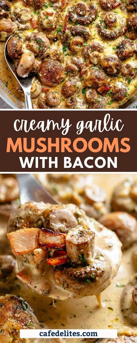 Recipes With Lots Of Mushrooms, Mushroom Cheese Sauce, Bacon Mushroom Recipes, Low Carb Mushroom Recipes, Smothered Mushrooms, Mushroom Main Dish, Canned Mushroom Recipes, Mushroom Bacon Recipes, Recipes With Mushrooms Healthy