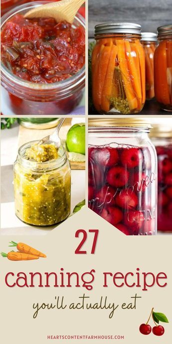 Canning is a great way to preserve your favorite recipes and have them on hand for later. These 27 beginner friendly canning recipes are delicious, easy to follow, and will be ones you come back to time and time again. From jams and jellies to pickles and sauces, we've got you covered! Sauces To Can, Vintage Canning Recipes, Healthy Canning Recipes, Waterbath Canning Recipe, Amish Canning Recipes, Waterbath Canning Recipes, Summer Fruit Salads, Spices Shelf, Canning Meals In A Jar