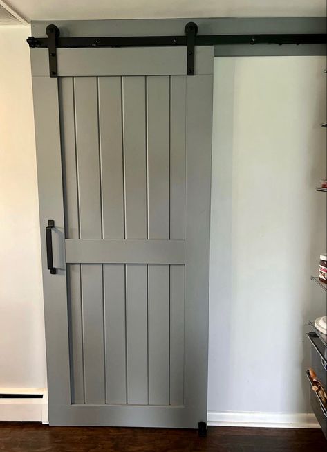 Interior Grey Walls, Grey Barn Door, Barn Doors Interior, Grey Walls, Barn Doors, Barn Door, Rustic Charm, Doors Interior, Braces