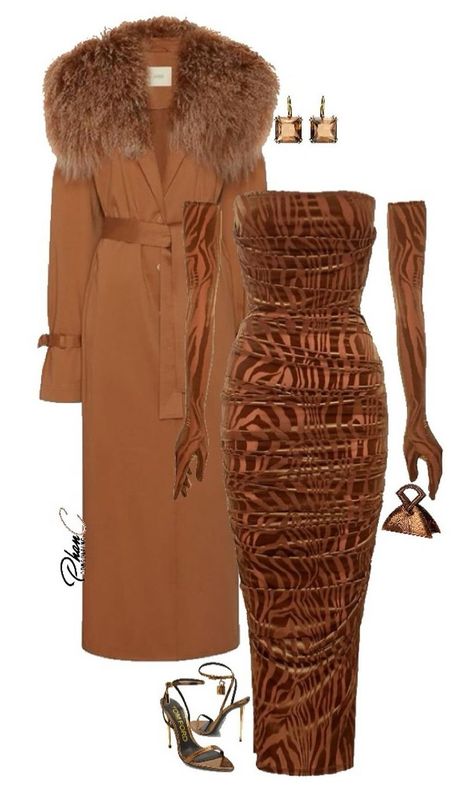 Bronze Dress Outfit, Brown Outfit Dress, Thrift Makeover, Chloe 2024, Gold Outfits, Bronze Dress, 21st Birthday Outfits, Freakum Dress, Fall Ball