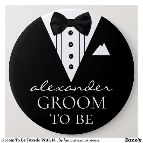 Groom To Be Tuxedo With Name On A Huge Pin Back Groom Shower Ideas Decorations, Groom To Be Decoration Ideas, Groom To Be Party Decorations, Groom To Be Cake Designs, Groom To Be Cake, Groomsmen Favors, Tuxedo Bow Tie, Groom To Be, Photo Cake Topper