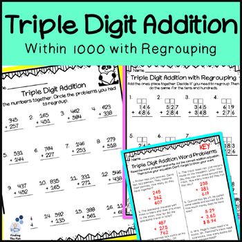 Adding Three Digit Numbers, Triple Digit Addition, 3 Digit Addition, Three Digit Numbers, Addition Word Problems, Word Problem Worksheets, Addition Worksheets, Reading Words, Mental Math