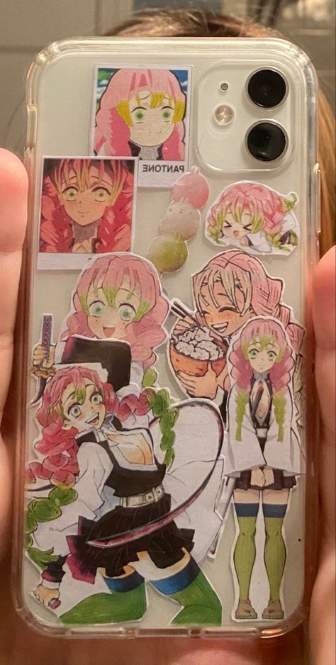 Cool School Project Ideas, Anime Phone Cases Diy, Demon Slayer Diy, Aesthetic Anime Phone Case, Demon Slayer Phone Case Aesthetic, Mitsuri Phone Case, Demon Slayer Phone Case, Anime Phonecases, Iphone Cases Anime