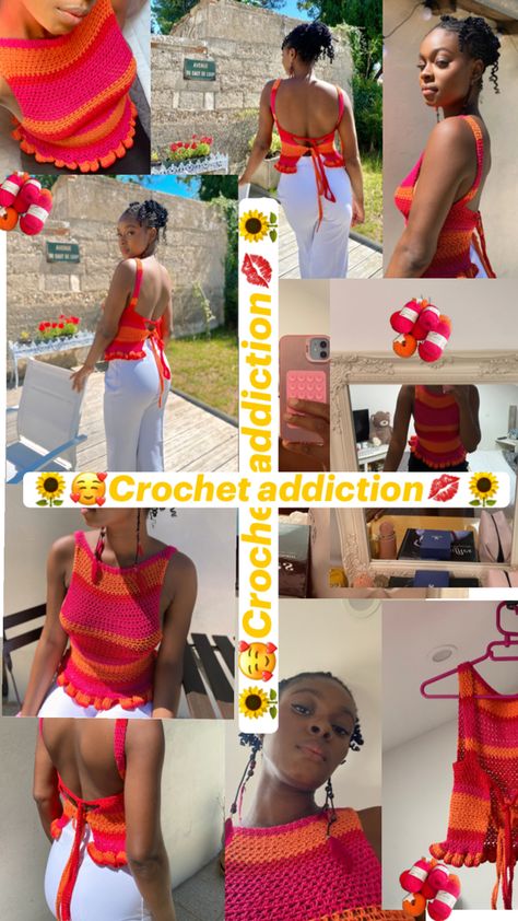 Colorful Crochet top Crochet Tank Top Outfit, Orange Crochet, Beginner Crochet Tutorial, Colorful Crochet, Crochet Clothing And Accessories, Crochet Tank Top, Crochet Tank, Crochet Vest, Top For Summer