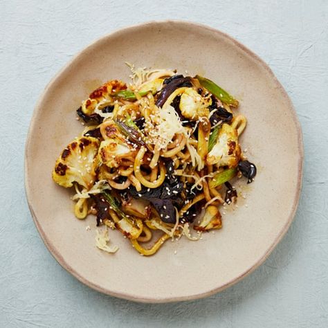 Meera Sodha’s udon noodles with red cabbage and cauliflower. Teriyaki Beef Stir Fry, Stir Fry Noodles Recipe, Meera Sodha, Yaki Udon, Teriyaki Beef, Cheese Sauce Recipe, Udon Noodles, Japanese Dishes, Cabbage Recipes