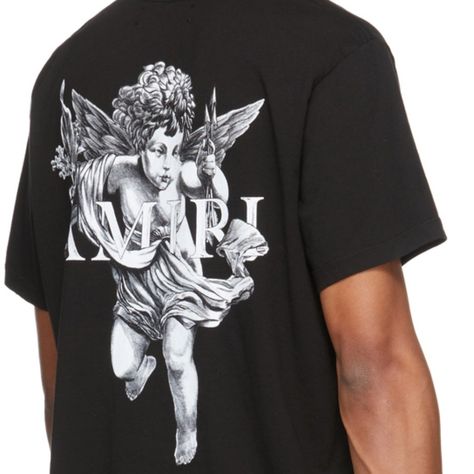 Amiri Cherub Black T-Shirt Mens Size Xl- New W Tags Brand New With Tags. See Photos. Men's Size Xl, Standard T-Shirt Fit, Heavyweight. Crew Neck, Short Sleeves With Amiri Cherub Design On Back. Measures 46" Around Chest And 29.5" In Legnth From Shoulder To Bottom Amiri Lettering On Front. Amiri Shirt, Cherub Design, Black T Shirt, Printed Tees, Black Tshirt, Black Shirt, Tee Shirts, Short Sleeves, Mens Shirts