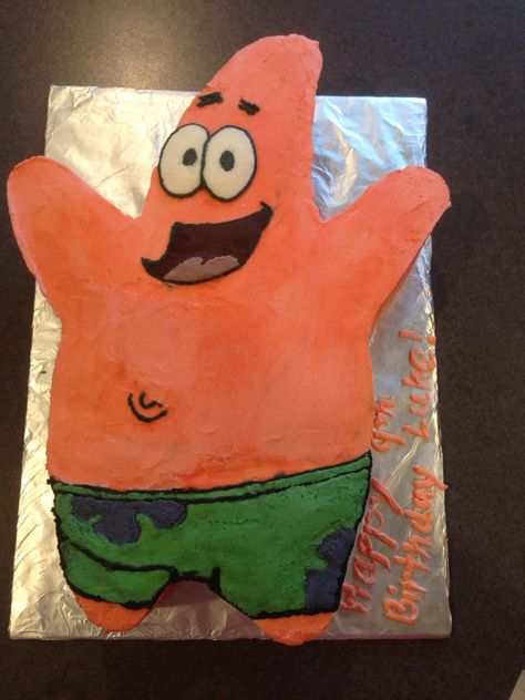 Patrick Star Cake. SpongeBob. Patrick Cake Spongebob, Patrick Star Cake, Animated Cake, Patrick Cake, Patrick Starfish, Cupcake Template, Cookie Monster Cupcakes, Spongebob Cake, Spongebob Birthday Party