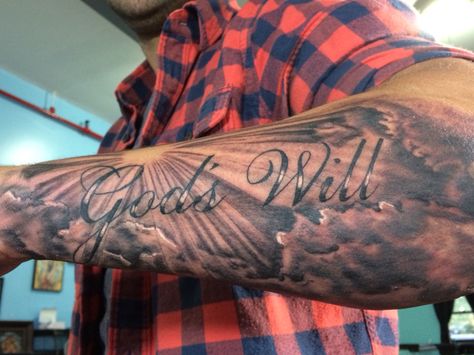 Gods will God Willing Tattoo, Black God Tattoo, Gods Will Tattoo, Gods Gift Tattoo, Holy Spirit Tattoo, Black Men Tattoos, Bible Tattoos, Black God, God Tattoos