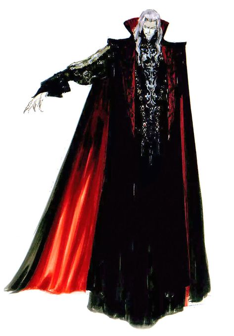 Dracula Concept Art - Castlevania: Curse of Darkness Art Gallery Castlevania Character Design, Dracula Castlevania Fanart, Vampire Modern Outfit, Castlevania Outfits, Dracula Character Design, Dracula Concept Art, Castlevania Concept Art, Vlad Dracula Tepes Castlevania, Dracula Outfit