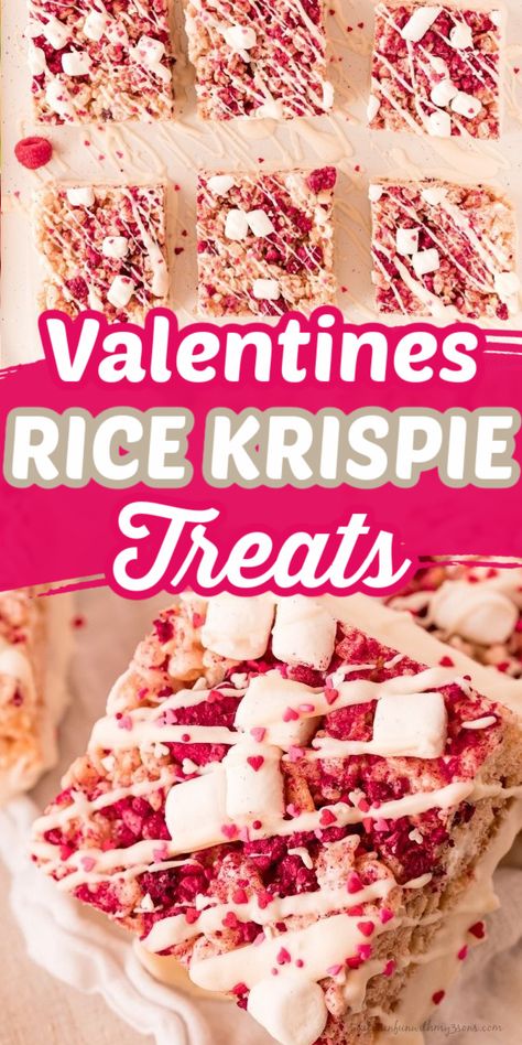 Valentine Rice Krispie Treats, Valentines Recipes, Homemade Rice Krispies Treats, Valentines Party Food, Valentines Recipes Desserts, Valentines Snacks, Dessert Cookies, Valentines Baking, Valentine Treat