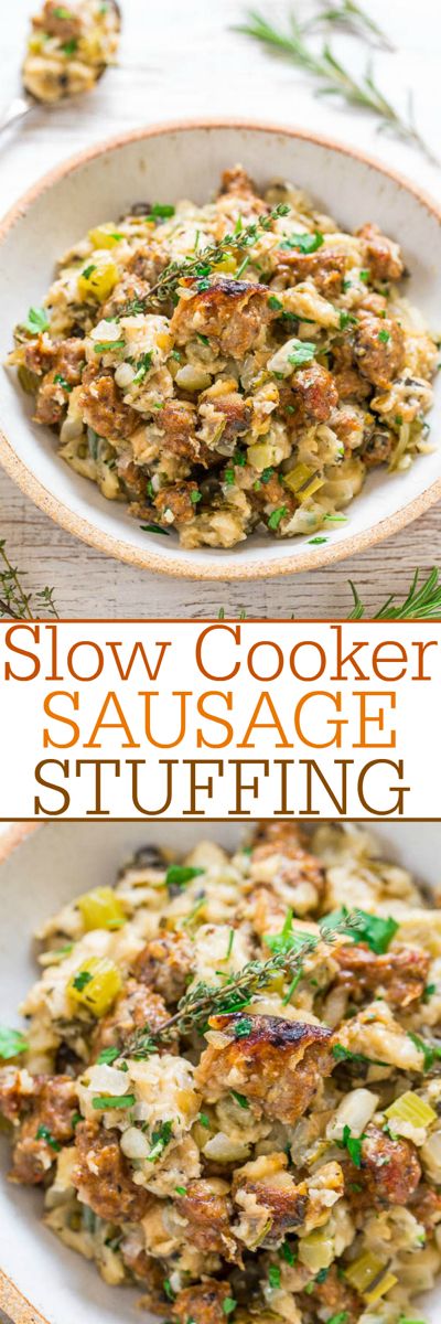 Slow Cooker Sausage Stuffing (The BEST Stuffing Recipe!) - Averie Cooks Slow Cooker Sausage Stuffing Recipe, Slow Cooker Sausage Stuffing, The Best Stuffing, Best Stuffing Recipe, Slow Cooker Sausage, Sausage Stuffing Recipe, Best Stuffing, Sausage Stuffing, Averie Cooks