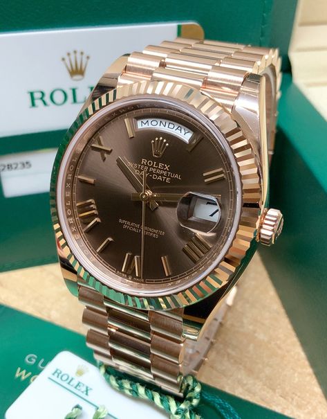 Rolex Day-Date 40 228235 Rose Gold Gold Rolex, In Between, Roman Numeral, Rolex Day Date, 3 O Clock, Gold Price, Roman Numerals, O Clock, Rolex