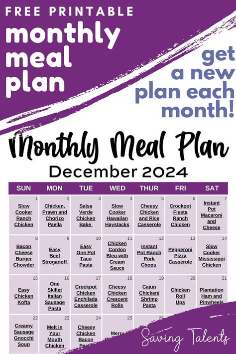 Tired of coming up with recipes for dinner every night? Check out our monthly dinner meal plan! Each month, get a free printable calendar of unique recipes you can make for you and your family. Best Way To Meal Plan, Monthly Meal Plans For Family, Menu Planning Printable Free, Teriyaki Pork Bites, Meals For A Month Menu Planning, Chili Macaroni Recipe, Meal Plan For The Month, Monthly Menu Ideas, 1 Month Diet Plan