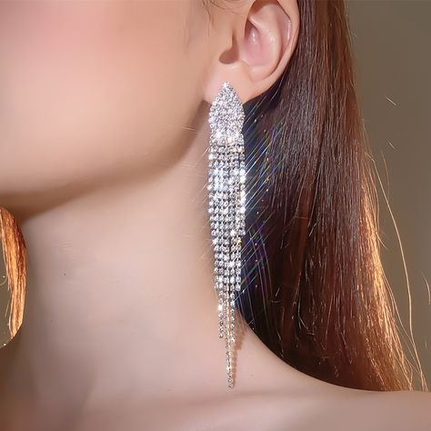 Faster shipping. Better service Large Drop Earrings, Wedding Jewelry For Bride, Cheap Earrings, Wedding Earrings Drop, Long Tassel Earrings, Bride Earrings, Luxury Earrings, Tassel Drop Earrings, Wedding Party Jewelry