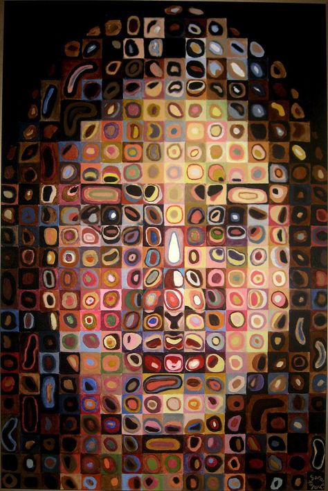 SelfPortrait Chuck Close style by sarah858 on DeviantArt Chuck Close Paintings, Chuck Close Art, Chuck Close Portraits, Chuck Close, Istoria Artei, School Art Projects, High School Art, Gcse Art, Self Portraits