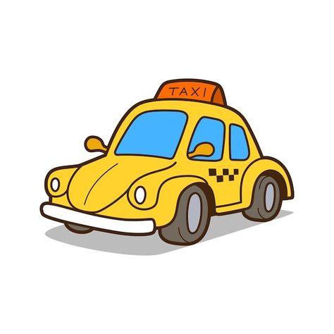 Taxi Cartoon, Cartoon Town, Yellow Taxi, Yellow Cabs, Young Black, Taxi Driver, Car Cartoon, Game Assets, Cute Bears