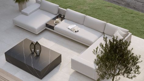 Contemporary Outdoor Living, Outdoor Sitting, Spanish Modern, Profile Frame, Rove Concepts, Luxury Outdoor Furniture, Inground Pool, Outdoor Loveseat, Outdoor Daybed