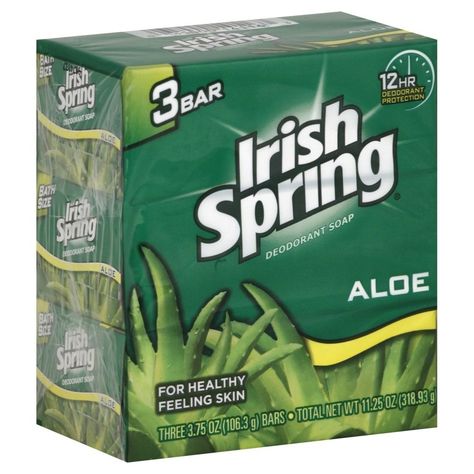 Irish Spring Soap, Irish Spring, Aloe Barbadensis, Sodium Chloride, Soap Packaging, Titanium Dioxide, Bath Soap, Body Cleanser, Bar Soap