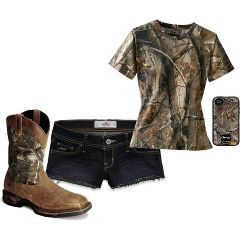 "Outfit of the day." by backwoods-princess on Polyvore Country Style Outfits, Cute Country Outfits, Looks Country, Camo Outfits, Country Girls Outfits, Country Wear, Country Girl Style, Country Fashion, Cowgirl Outfits