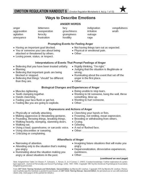 Emotion regulation handout Emotions List, Dbt Therapy, List Of Emotions, Emotion Regulation, Dbt Skills, Understanding Emotions, Dialectical Behavior Therapy, Mental Health Counseling, Counseling Activities