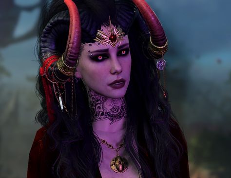 Baldur’s Gate 3 Demoness Art, Bg3 Tav Ideas, Dnd Costume, Bg3 Character, Tiefling Female, The Adventure Zone, Baldurs Gate, Dungeons And Dragons Game, Female Art Painting