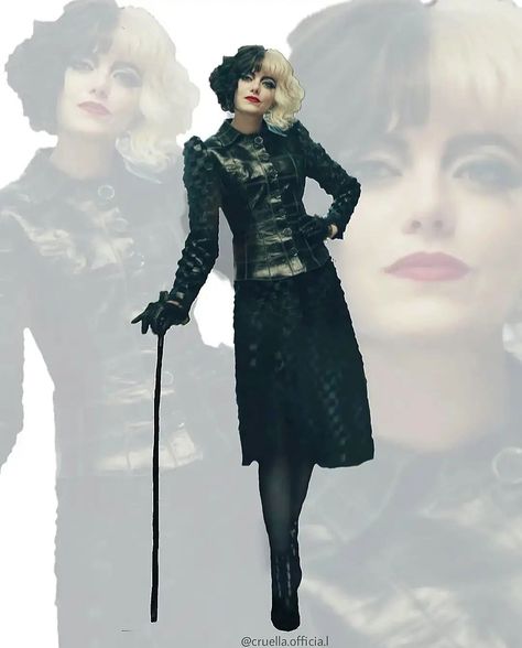 Cruella Deville Emma Stone Outfits, Cruella 2021 Outfits, Cruella Outfits Emma Stone, Cruella Movie Outfits, Cruella Deville Emma Stone, Cruella Outfit Ideas, Cruella Deville Outfit, Cruella Style, Cruella Outfits