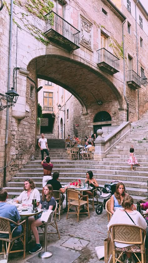 #girona #spain #spaintraveltips #spaingirona #streetphotography #street #cityscape Spain Moodboard, Manifest 2023, Barcelona Streets, Spain Streets, Backpacking Spain, Europe Street, Spain House, City Streets Photography, Spanish People