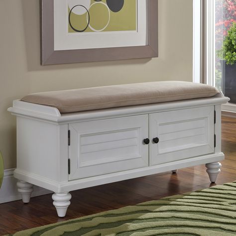 Kenduskeag upholstered storage entryway bench by Breakwater Bay Wooden Bench Indoor, Upholstered Entryway Bench, White Storage Bench, Modern Storage Bench, Hallway Storage Bench, Sofa Santai, Storage Bench Seating, White Bench, Set Meja Makan