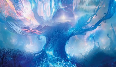 Magic: The Gathering, World Tree, Fantasy Tree, Mtg Art, Mystical World, Fantasy Setting, Fantasy Places, Fantasy Art Landscapes, Fantasy Dragon