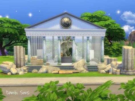 Sims 4 Greek, Rustic Saunas, Disney Princess Challenge, Roman Temple, Temple Spa, Greek Decor, Sims Stories, Greek Temple, Greek House