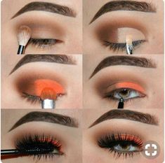 Eye Ideas, Orange Eyeshadow, Bright Eye Makeup, Cute Eyeshadow Looks, Orange Makeup, Makeup Tutorial Eyeshadow, Eye Makeup Steps, Eye Makeup Tips, Eye Shadow Palette