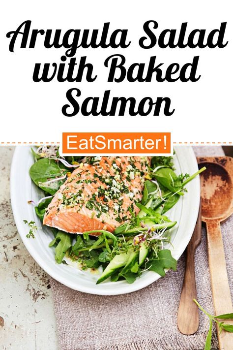 Low Carb High Protein Dinner, Arugula Recipes, Arugula Salad Recipes, Low Carb High Protein, High Protein Dinner, Salads To Go, Protein Dinner, Saltwater Fish, Salmon Salad