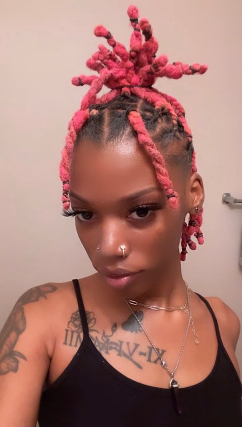 Two Strand Twist Style On Short Locs, Pink Two Strand Twists, Two Strand Ponytail Locs, Two Strand Twist Loc Hairstyles, Double Strand Twist Locs, Short Two Strand Twist Locs, Two Strand Twist Loc Styles, Two Strand Twist On Locs, Loc Two Strand Twist