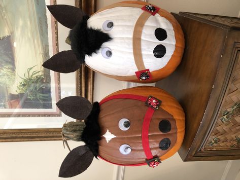 Bull Pumpkin Painting, Cat In The Hat Painted Pumpkin, Pumpkin Painting Ideas Farm Animals, Animal Pumpkins Decorating, Cow Pumpkin Decorating, Painted Pumpkins Animals, Cowgirl Pumpkin Painting, Horse Pumpkin Decorating, Farm Animal Pumpkins Painting