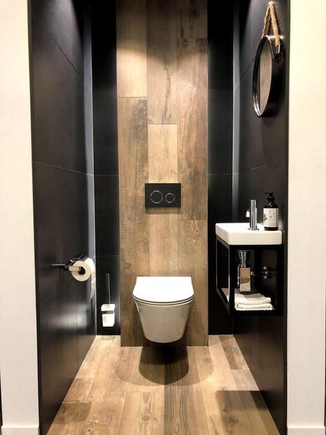 Klein Toilet, Small Toilet Design, Small Downstairs Toilet, Toilet Room Decor, Wc Design, Small Toilet Room, Modern Bathroom Tile, Bathroom Inspiration Modern, Bathroom Decor Luxury