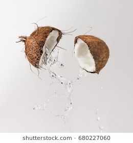 Cracked coconut with water splash. Summer tropical concept. Coconut Wraps, Balance Tattoo, Palm Tree Drawing, Coconut Dream, Miniature Photography, Water Splash, Dont Touch My Phone Wallpapers, Cartoon Wallpaper Iphone, Cute Wallpaper For Phone