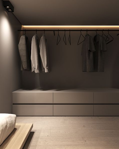 bnd1 on Behance Closet Interior, Walk In Closet Design, Wardrobe Interior Design, Wardrobe Room, Bedroom Closet Design, غرفة ملابس, Minimalism Interior, Master Closet, Wardrobe Design