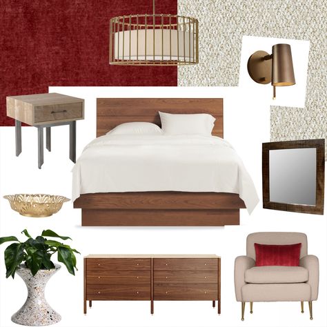 Red, burgundy, beige bedroom vision board Red And Beige Bedroom, Beige And Maroon Bedroom, Brown And Burgundy Bedroom, Maroon Pink Cream Bedroom, Red Brown Furniture Bedroom, Bedroom With Red Accents, Grey Brown Bedrooms, White And Brown Bedroom, Colour Combinations Interior