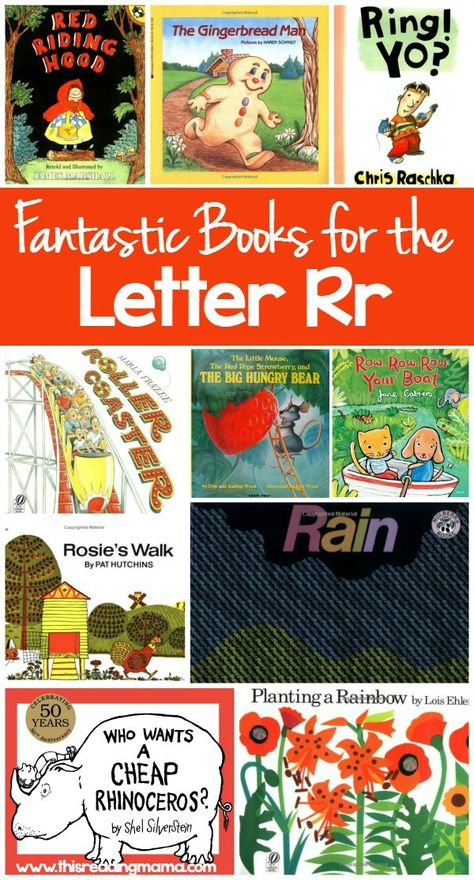 Fantastic Books for the Letter R - Letter R Book List by This Reading Mama Letter R Printable, Book List Printable, Letter R Activities, The Letter R, Preschool Literacy, Letter Of The Week, Preschool Letters, Book Letters, Letter Activities