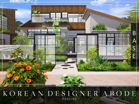 The Sims Resource: Korean Designer Abode House by Pralinesims Sims 4 Korean, Sims 4 Loft, Sims 4 Modern House, Korean House, Lotes The Sims 4, The Sims 4 Lots, Unique Floor Plans, Sims 4 House Design, Casas The Sims 4