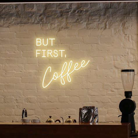 "☕Coffee neon signs are a unique type of storefront decorative sign for coffee shops or coffee lovers. The bright lights can attract people's attention and improve the aesthetics of the store. Creative, they are indispensable products that can be placed at will and become a unique and beautiful landscape, no matter the coffee shop in various venues. Let the coffee neon sign light up your shop/hotel/restaurant or cafe! 🌟Easy to plug Plug your sign to a normal outlet and your neon sign is ready t Neon Signs For Cafe, Unique Coffee Shop Design, Bright Cafe Aesthetic, Coffee Shop Neon Sign, Bright Coffee Shop Aesthetic, Unique Cafe Ideas, Creative Cafe Interior Coffee Shop, Creative Coffee Shop Design, Coffee Shop Plants